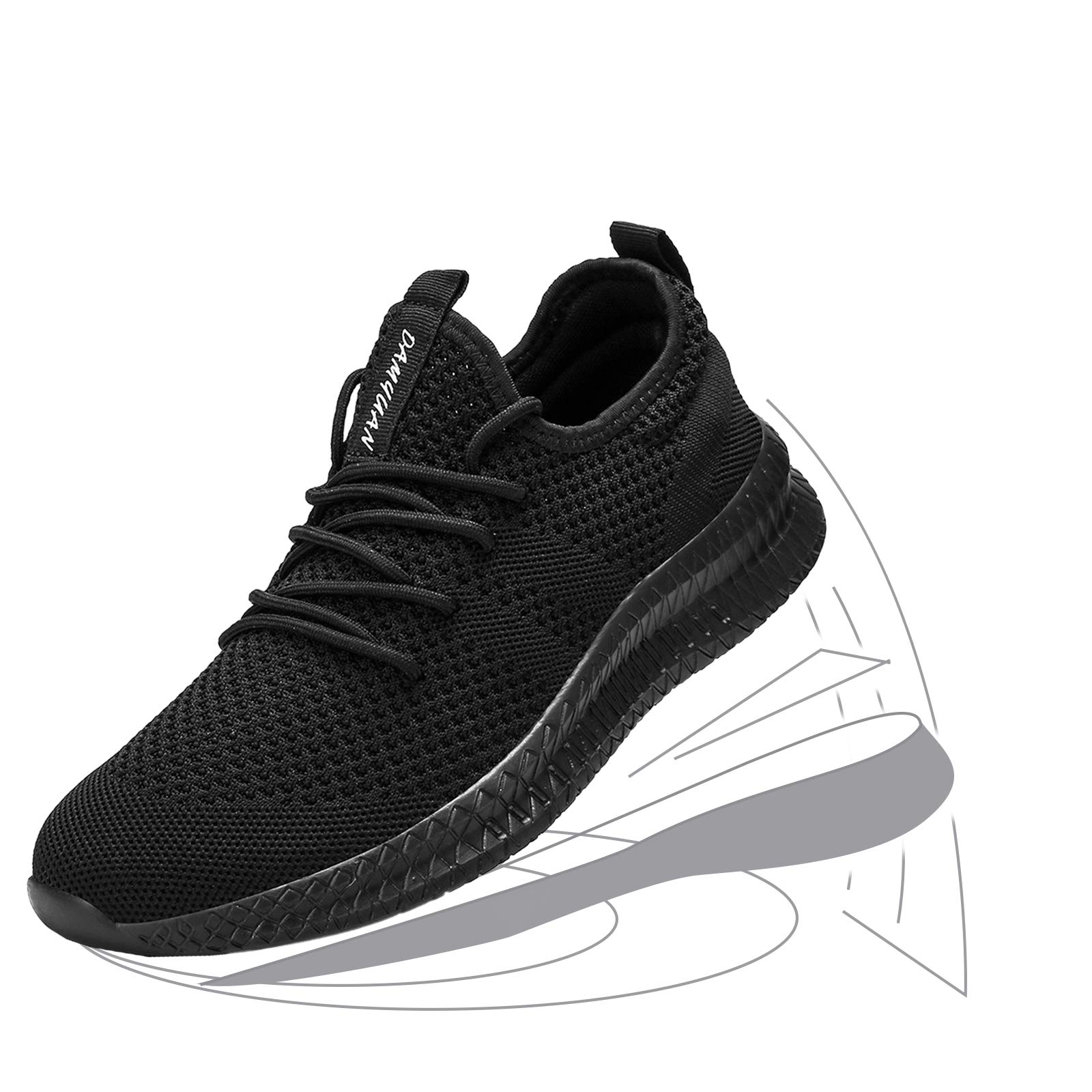 FUJEAK Women Walking Shoes Athletic Casual Road Running Breathable Fashion Sneakers Gym Tennis Lace Up Comfortable Lightweight Shoes A Black