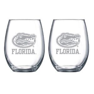 rfsj florida gators white etched satin frost logo wine or beverage glass set of 2