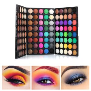 veronni 120 vivid colors mini eyeshadow palette matte and shimmer - professional 3 layers bright and warm colorful eye shadow palette makeup set (120 colors)