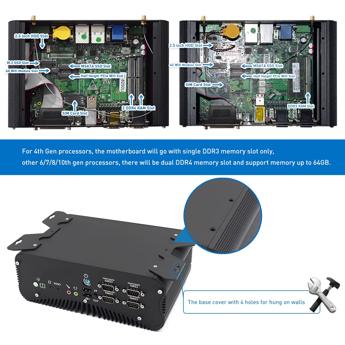 HISTTON Fanless Industrial Mini PC Intel Core i7-10510U, 32GB RAM 512GB SSD, Mini Desktop PC Windows 10, HDMI & VGA RS485/232 COM GPIO Mini Computer, LPT, WiFi, USB 3.0