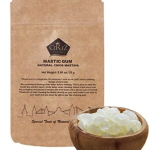 Cerez Pazari Natural Mastic Gum in Resealable Bag 0.88oz 25gr, Jaw Exerciser 100% Real Chios Mastiha Gum, Resin Of Mastiha Trees | Medium Tears Sugar Free Gum