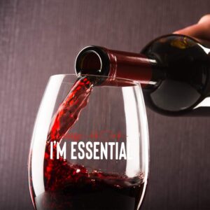 Because I'm Essential 15oz Stemless Crystal Wine Glass - Nurse Graduation Ideas - Funny Registered Nurses Appreciation Week - CBT Wine Glasses