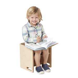 ecr4kids bentwood multipurpose cube chair, kids furniture, natural/white