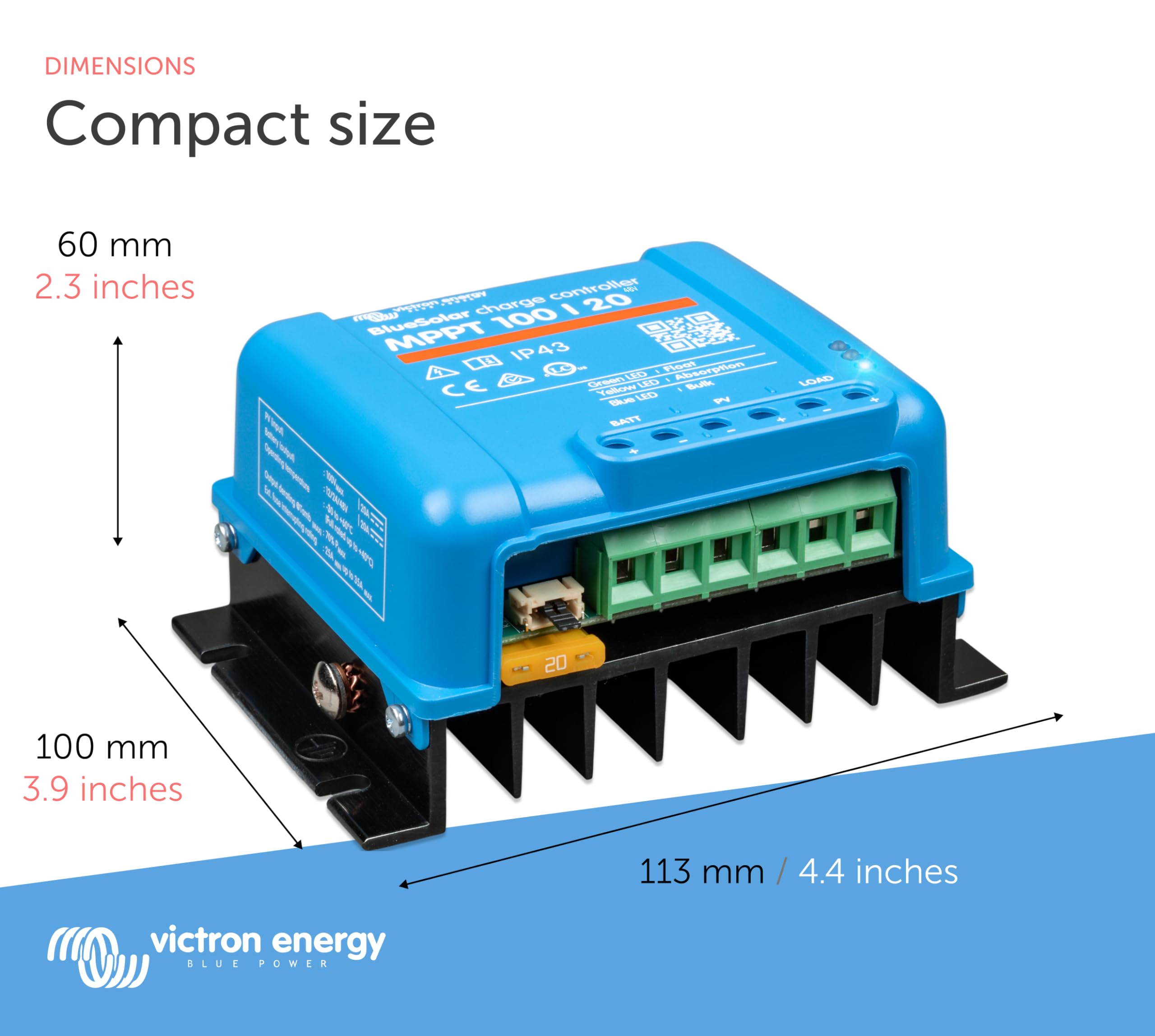 Victron Energy BlueSolar MPPT 100V 20 amp 48-Volt Solar Charge Controller