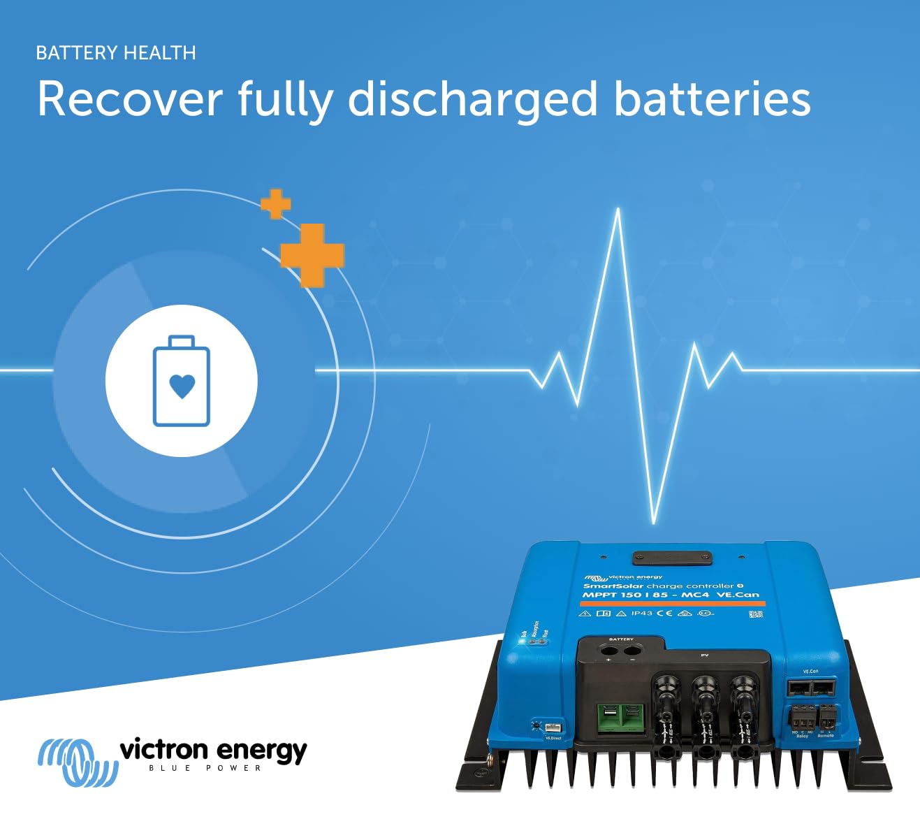 Victron Energy SmartSolar MPPT MC4 VE. Can 150V 85 amp 12/24/36/48-Volt Solar Charge Controller (Bluetooth)