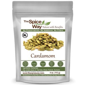 The Spice Way Cardamom Pods- (4 oz) Whole Green Cardamom Pod kosher by OK