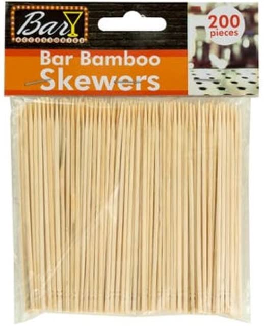 Handy Housewares 4" Natural Bamboo Wood Bar/Party Skewer Picks - 200 pack - Great for Cocktail Garnishes and Snacks (1 Pack (200 Skewers))