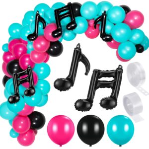 141 pieces music birthday party decorations includes black red blue musical balloon kit garland music note balloons for boys and girls music party birthday short video decor (simple style)