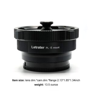 Letrater PL Lens Mount Adapter, PL to Sony E/NEX Mount Cameras A7S3/FS7/5/FX9 /A7R4/R3/a Series/Nex Series (PL-E/PL-NEX Black)