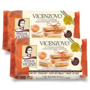 matilde vicenzi vicenzovo ladyfingers tray of 12 - classic italian biscuits, ladyfingers cookies for tiramisu - kosher dairy cookies - italian pastries for bakery & dessert gifts 7.05 oz(200g), 2pack