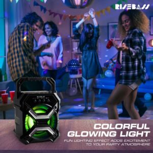 RISEBASS Portable Wireless Bluetooth Speaker for iPhone, Android, iPod and More - Rechargeable Bluetooth Speaker for Kids & Adults - Mini Speaker with Party Lights. Gifts for Kids