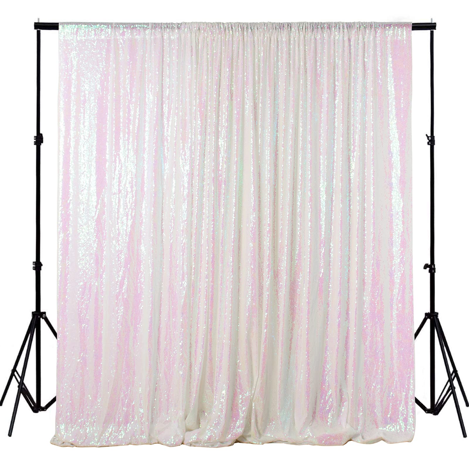 ShinyBeauty Sequin Backdrop Curtain 5FTx7FT Iridescent White Sequin Photo Booth Backdrop Window Curtain DIY Wedding Backdrop Shimmer Backdrop Baby Shower Backdrop Grad Party Birthday Backdrop