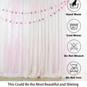 ShinyBeauty Sequin Backdrop Curtain 5FTx7FT Iridescent White Sequin Photo Booth Backdrop Window Curtain DIY Wedding Backdrop Shimmer Backdrop Baby Shower Backdrop Grad Party Birthday Backdrop