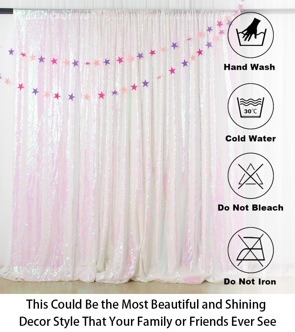 ShinyBeauty Sequin Backdrop Curtain 5FTx7FT Iridescent White Sequin Photo Booth Backdrop Window Curtain DIY Wedding Backdrop Shimmer Backdrop Baby Shower Backdrop Grad Party Birthday Backdrop