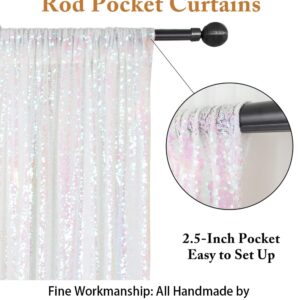 ShinyBeauty Sequin Backdrop Curtain 5FTx7FT Iridescent White Sequin Photo Booth Backdrop Window Curtain DIY Wedding Backdrop Shimmer Backdrop Baby Shower Backdrop Grad Party Birthday Backdrop