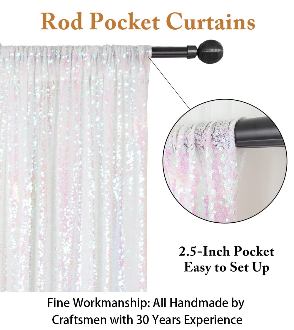 ShinyBeauty Sequin Backdrop Curtain 5FTx7FT Iridescent White Sequin Photo Booth Backdrop Window Curtain DIY Wedding Backdrop Shimmer Backdrop Baby Shower Backdrop Grad Party Birthday Backdrop