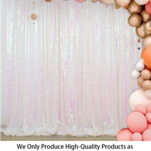 ShinyBeauty Sequin Backdrop Curtain 5FTx7FT Iridescent White Sequin Photo Booth Backdrop Window Curtain DIY Wedding Backdrop Shimmer Backdrop Baby Shower Backdrop Grad Party Birthday Backdrop