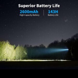 WUBEN C3 Rechargeable Flashlight 1200 High Lumens Super Bright, LED Tactical Flashlights, Powered EDC Flash Light IP68 Waterproof, 6 Light Modes for Camping, Emergency, Outdoor, Rescue, Inspection