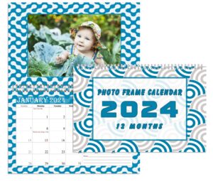 2024 photo frame wall spiral-bound calendar (add your own photos) - 12 months desktop/wall calendar/planner - (geometrics edition #004)