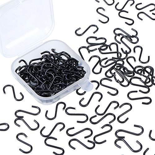 Senkary 100 Pieces 1/2 Inch Mini S Hooks Small S Hooks Stainless Steel S Shaped Hooks for Crafts, Jewelry and Hanging (Black)