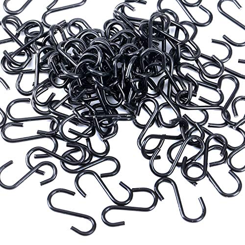 Senkary 100 Pieces 1/2 Inch Mini S Hooks Small S Hooks Stainless Steel S Shaped Hooks for Crafts, Jewelry and Hanging (Black)