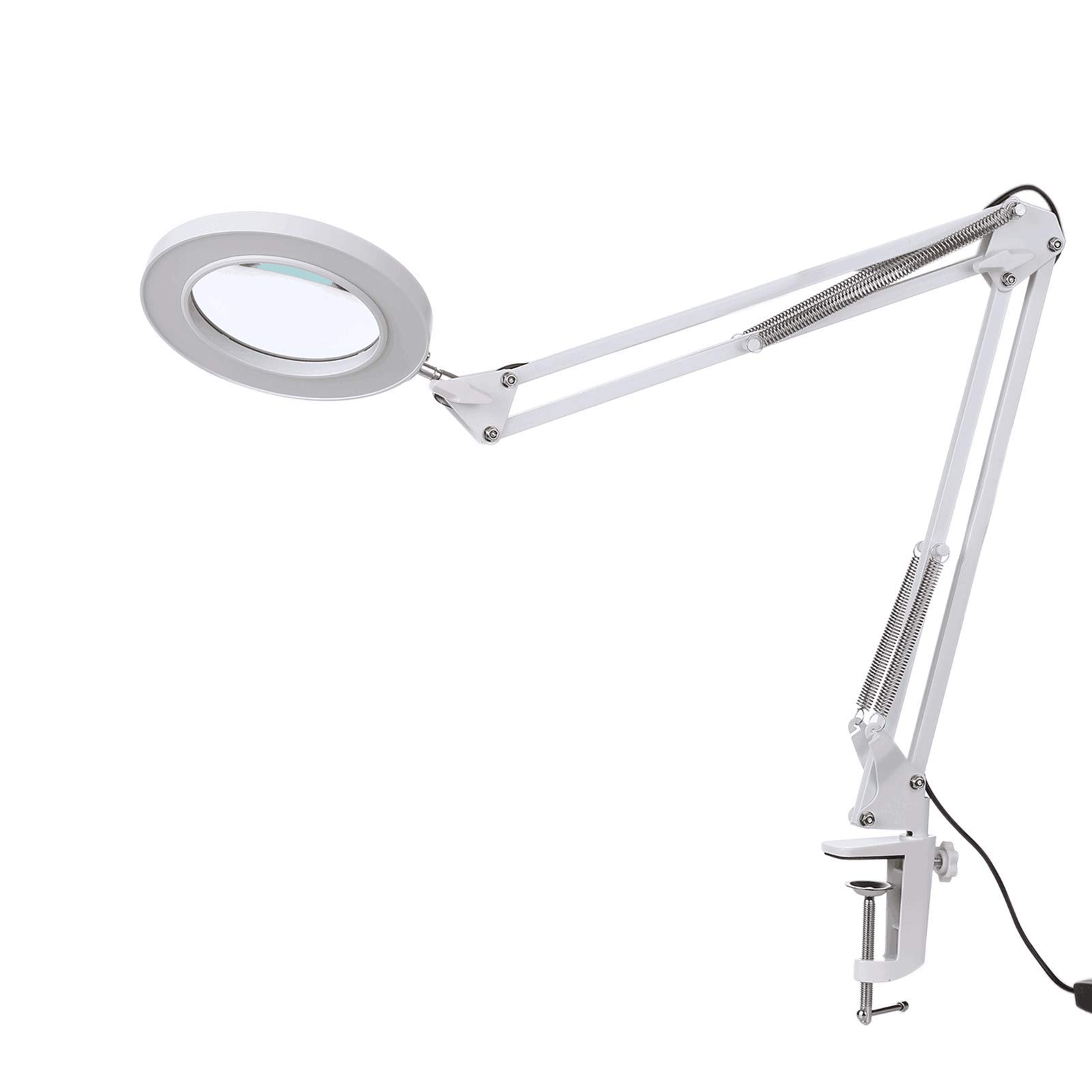 Magnifying LED Desk Lamp with clamp, 8X Magnifer Light 3 Color Modes 10 Dimmable Adjustable Swivel Arm