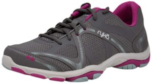 ryka women's influence frost grey/rose/pale aqua training shoe 6 w us