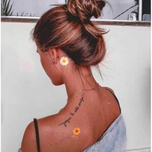 Ooopsiun 3D Daisy Temporary Tattoos for Women Girls Flowers Fake Tattoos Body Art Stickers for Hand Neck Wrist Arm, 12 Sheets