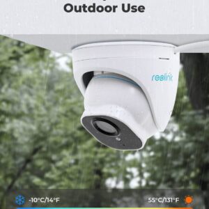 REOLINK Security Camera Outdoor, IP PoE Dome Surveillance Camera, Smart Human/Vehicle Detection, Work with Smart Home, 100ft 5MP HD IR Night Vision, Up to 256GB microSD Card, RLC-520A