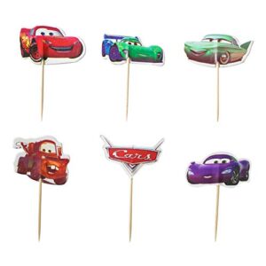 24pcs cars lightning mcqueen cupcake toppers favors for kids birthday party cake decorations