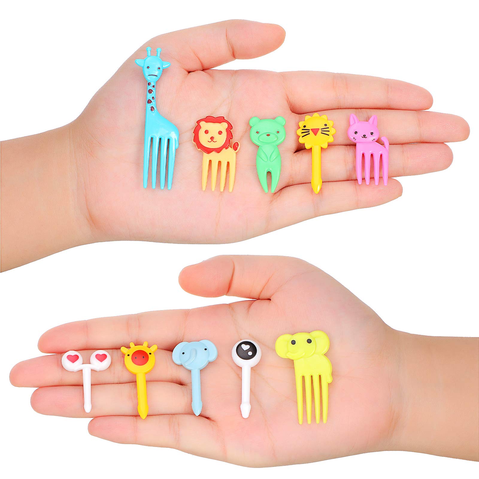 Animal Fruit Food Picks Lunch Bento Box Picks Cute Cartoon Toothpick Mini Cupcake Fork Picks for Cake Dessert Pastry Party Supply (80 Pieces)