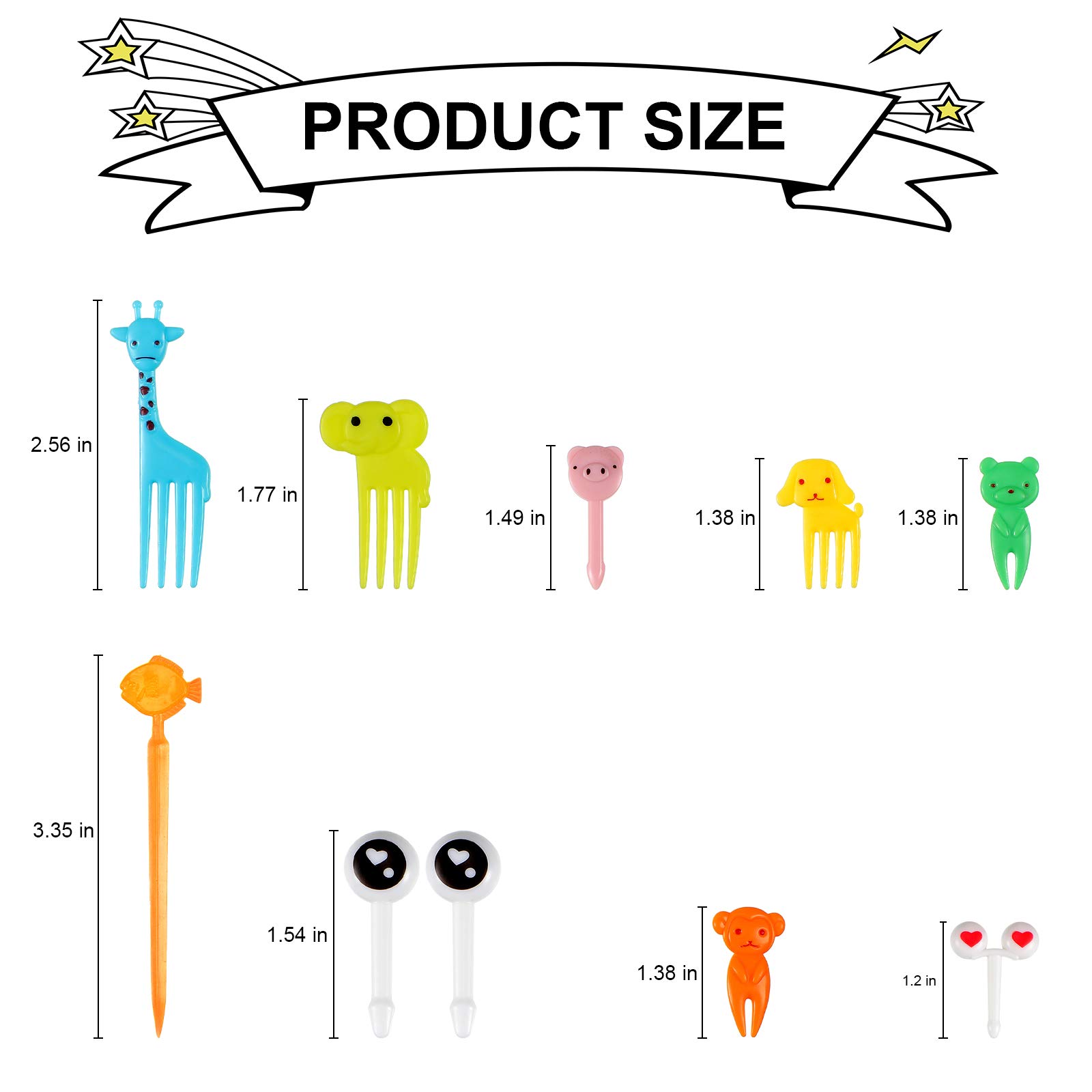 Animal Fruit Food Picks Lunch Bento Box Picks Cute Cartoon Toothpick Mini Cupcake Fork Picks for Cake Dessert Pastry Party Supply (80 Pieces)