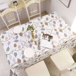 Heavy Duty Vinyl Tablecloth with Flannel Backing Waterproof Oil-Proof PVC Table Cloth Stain-Resistant Wipeable Rectangle or Square Table Cover for Indoor and Outdoor 60X84 Inch