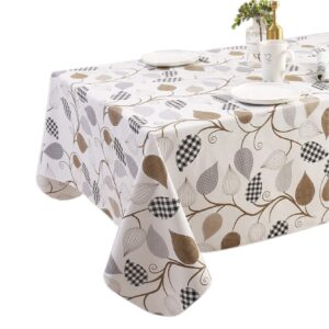 Heavy Duty Vinyl Tablecloth with Flannel Backing Waterproof Oil-Proof PVC Table Cloth Stain-Resistant Wipeable Rectangle or Square Table Cover for Indoor and Outdoor 60X84 Inch