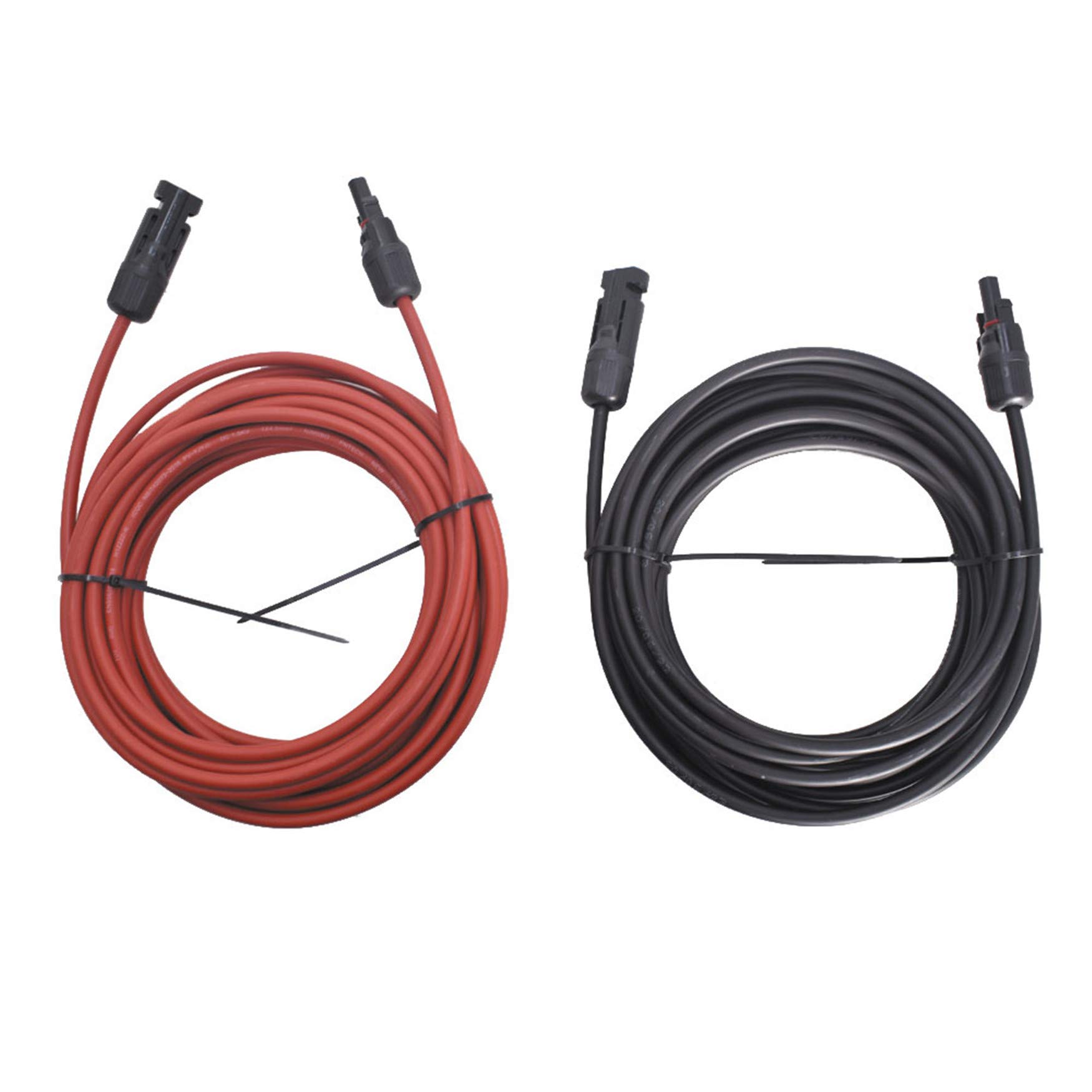 WFLNHB 30FT 12AWG Black + Red 12 Gauge Solar Panel Extension Cable Wire with Female and Male Connector Solar Connector