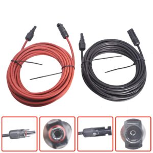 WFLNHB 30FT 12AWG Black + Red 12 Gauge Solar Panel Extension Cable Wire with Female and Male Connector Solar Connector