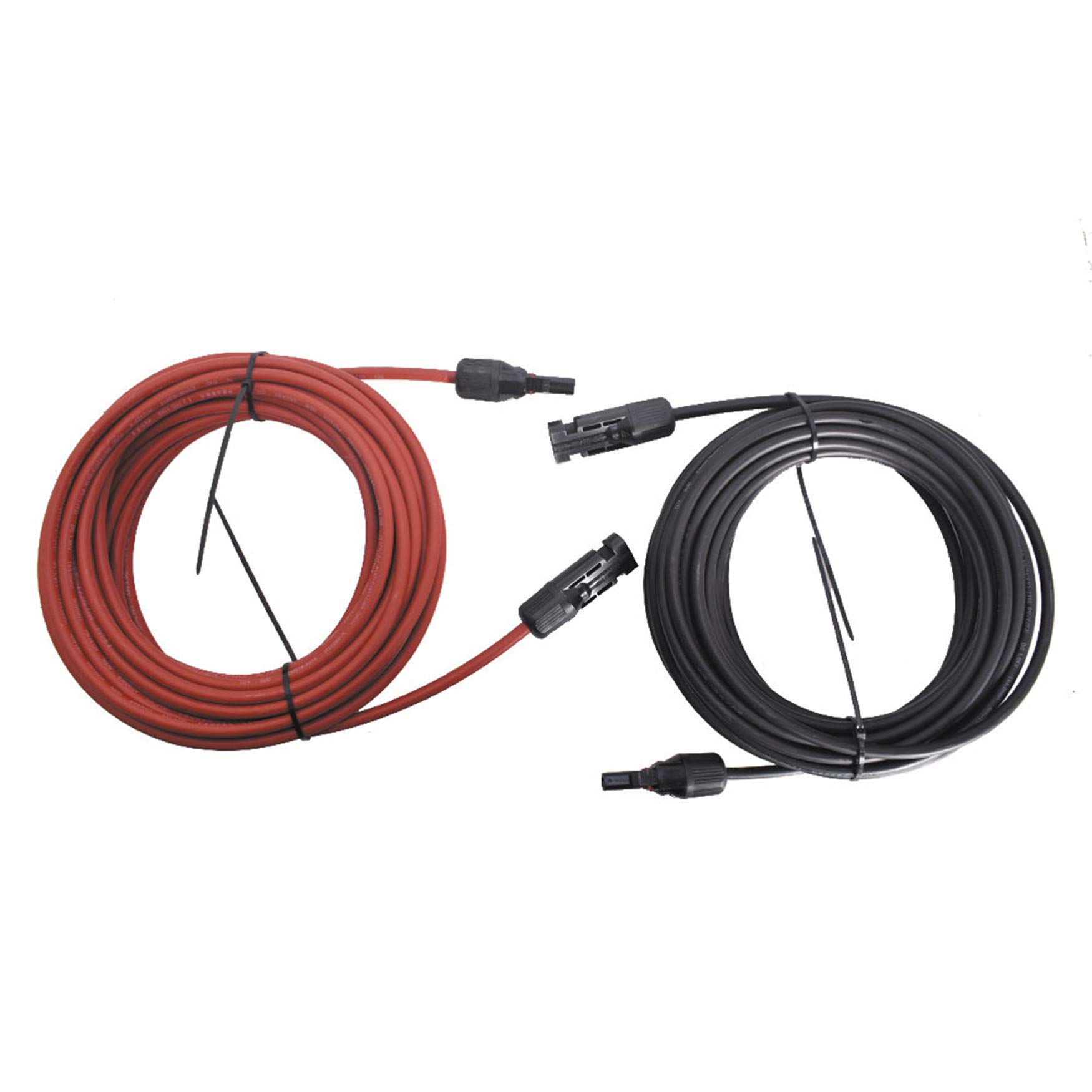 WFLNHB 30FT 12AWG Black + Red 12 Gauge Solar Panel Extension Cable Wire with Female and Male Connector Solar Connector