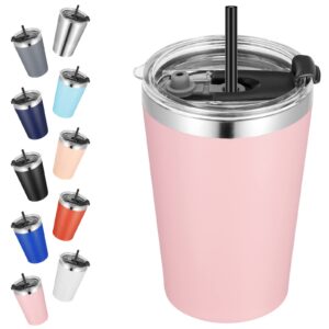 vegond 12oz tumbler stainless steel tumbler bulk vacuum insulated double wall travel tumbler with lid and straw reusable tumbler,pink