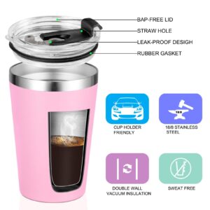 VEGOND 12oz Tumbler Stainless Steel Tumbler bulk Vacuum Insulated Double Wall Travel Tumbler with Lid and Straw Reusable Tumbler,Pink