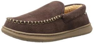 dockers men's premium ultra-light moccasin slipper with memory foam, (brown, 14)