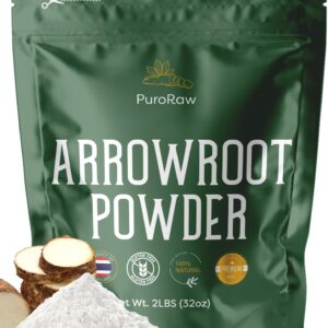 Arrowroot Starch Powder, 2lb Gluten Free, Pure Arrow Root, Paleo, Non-GMO, Batch Tested, Product of Thailand, 2 Pounds, By PuroRaw