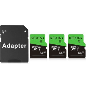 kexin 64gb micro sd card class 10, u1, microsdxc uhs-i c10 full hd & 4k uhd memory card, high speed flash tf card, 3 pack, 3 x 64g