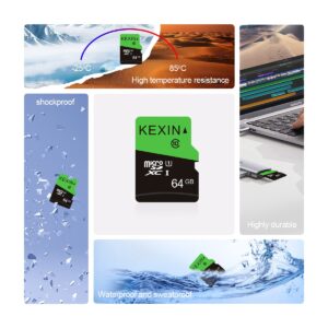 KEXIN 64GB Micro SD Card Class 10, U1, MicroSDXC UHS-I C10 Full HD & 4K UHD Memory Card, High Speed Flash TF Card, 3 Pack, 3 x 64G