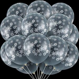 40 pieces clear snowflake balloons winter transparent snowflake latex balloons for christmas birthday wedding party decorations