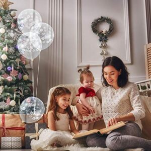 40 Pieces Clear Snowflake Balloons Winter Transparent Snowflake Latex Balloons for Christmas Birthday Wedding Party Decorations