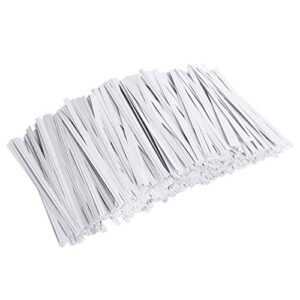 unves 1000 pcs white paper twist ties reusable bread ties for bags candy coffee cello cake pops (4 inches)