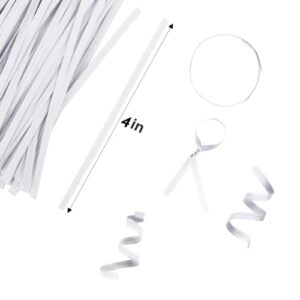 Unves 1000 Pcs White Paper Twist Ties Reusable Bread Ties for Bags Candy Coffee Cello Cake Pops (4 Inches)