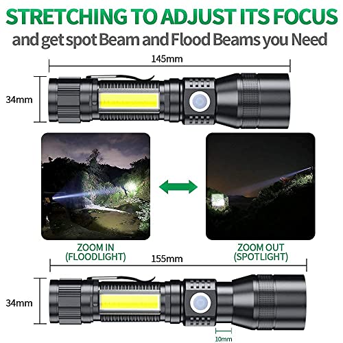 AdamStar UV Flashlight Black Light, 3-in-1 Magnetic Flashlight Rechargeable, 1000 Lumen Tactical LED Flashlight, 7 Modes Waterproof UV Light Flashlight for Camping Emergencies Pet Urine Detection