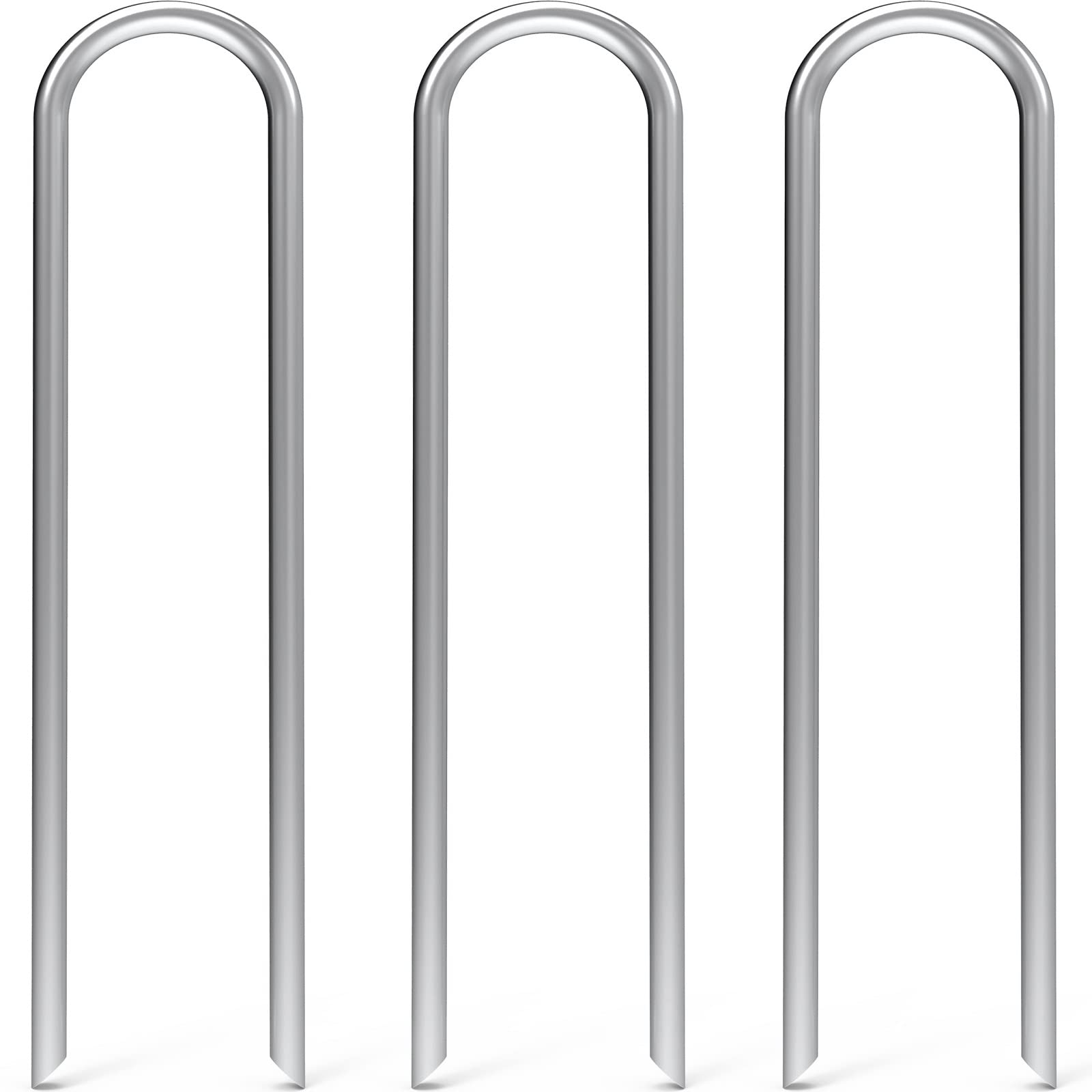 MySit 25 Pack 12 Inch Garden Stakes Heavy Duty 11 Gauge Galvanized Yard Staples U Pegs Fences Drip Irrigation Securing Stakes 1/2-Inch to 1-5/8-Inch Loop Stake for Anchoring Lawn Drippers Soaker Hose