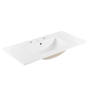 modway eei-4203-whi cayman 36" bathroom sink, white